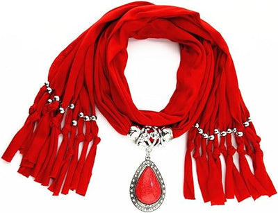 Women Scarf with Necklace Jewellery - Dubai Marts