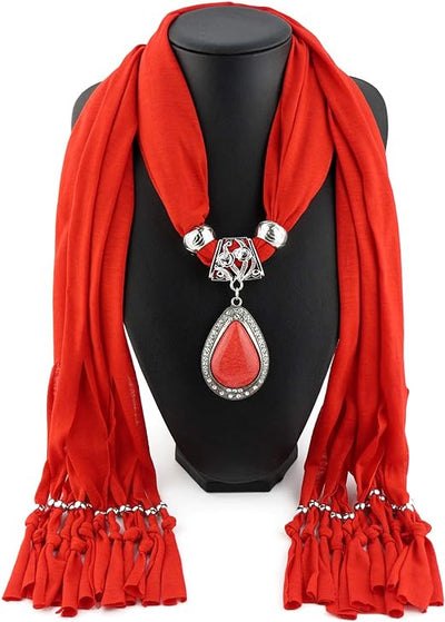 Women Scarf with Necklace Jewellery - Dubai Marts